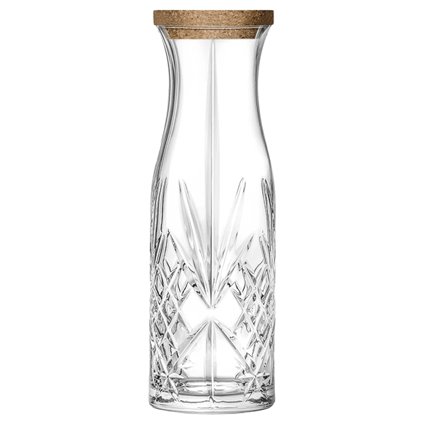RCR Karaffel_1 - Living by Jorgensen ApS Crystal glass decanter with a cork stopper, tall and diamond-cut at the base.